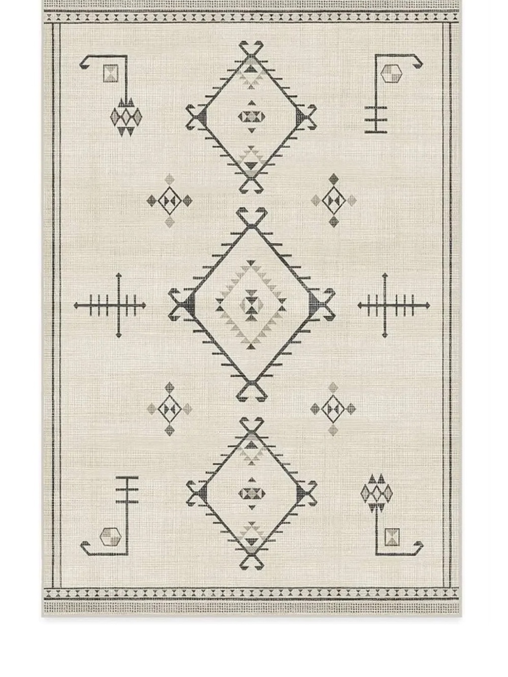 Ruggable Demali Black Gray and Cream 3X5 Tribal Diamond Area Rug -
